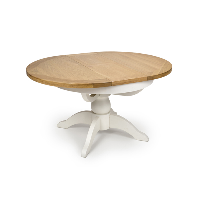 Oxford White Finish Round Extending Table